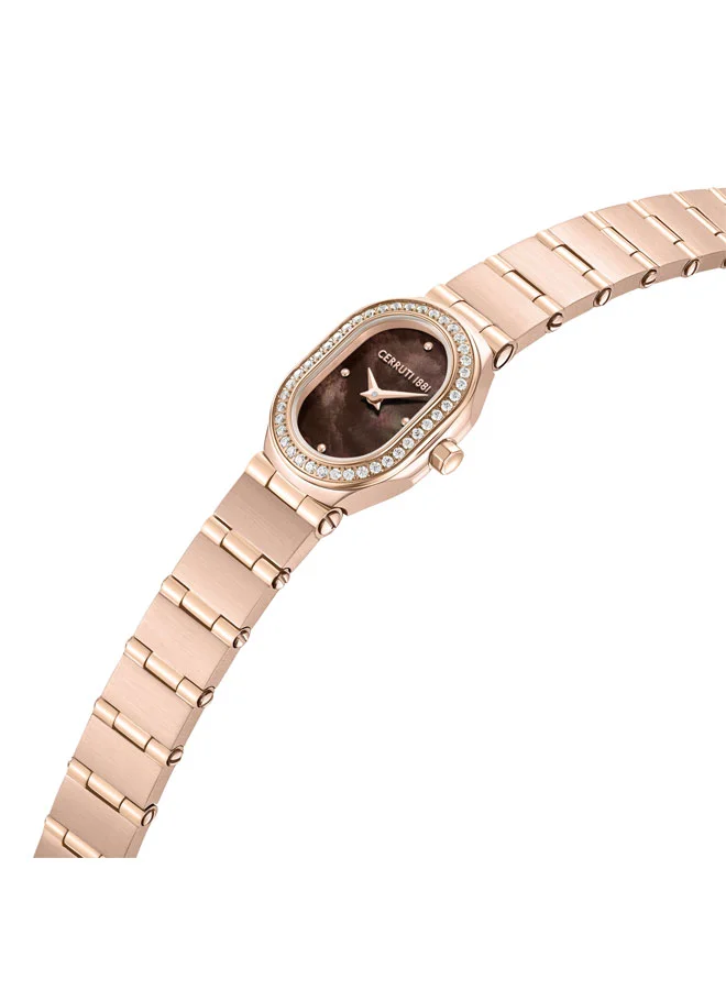CERRUTI 1881 Aosta Rose Gold Plated Stainless Steel Bracelet Analog Watch for Women, 19mm